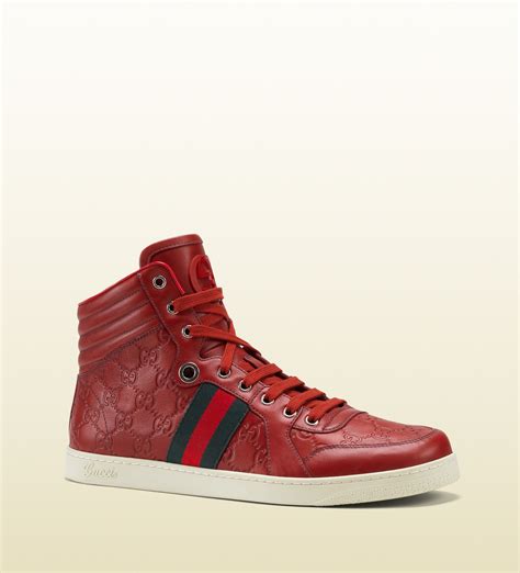 gucci vintage red high tops|gucci high top sneakers sale.